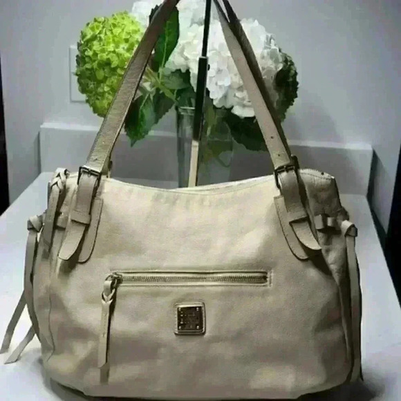 Dooney & Bourke Handbags - Dooney & Bourke Pebbled Leather Nina Bag/Tote/Sachel/Shoulder Bag Cream Color